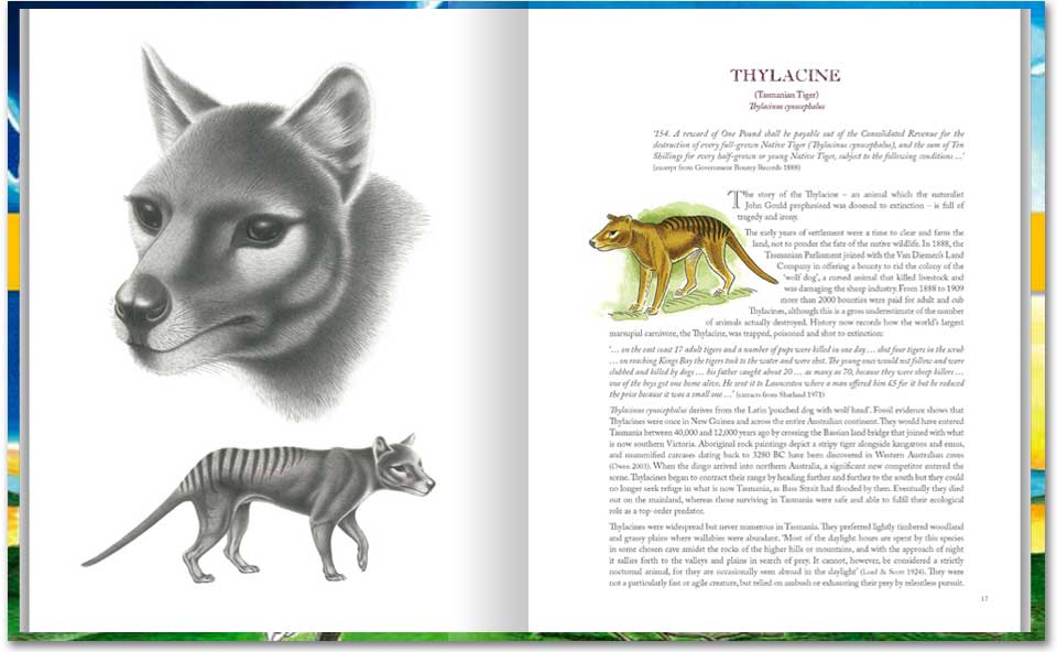Thylacine pages from Animals of Tasmania.