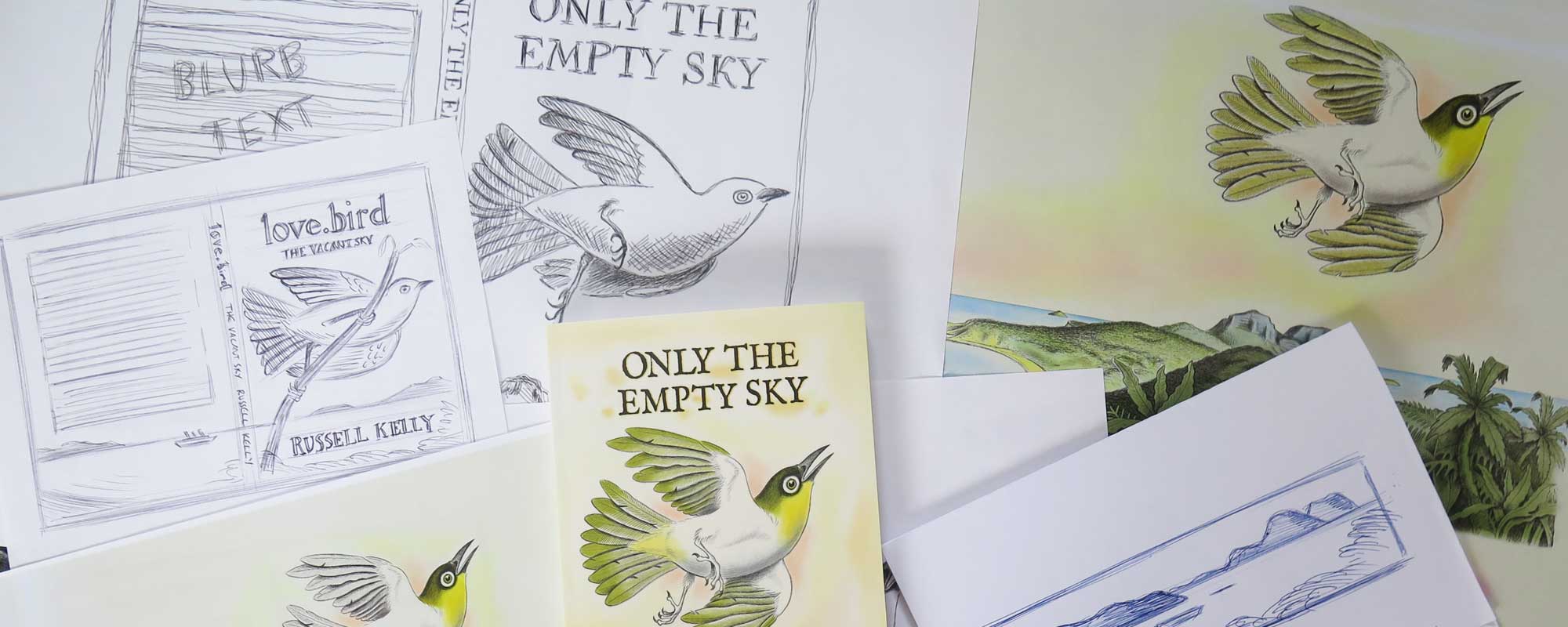 Only The Empty Sky sketches, finished art and printed book.